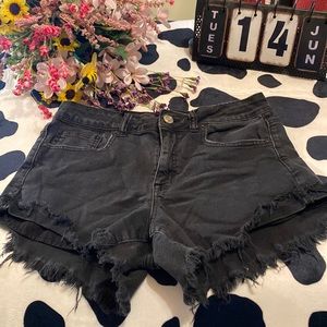 American Eagle Black Distressed Denim Short